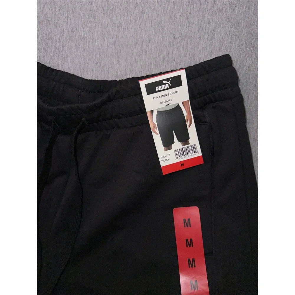 Puma Men's Black Sweat Shorts Size M Drawstring Athletic Lounge NWT